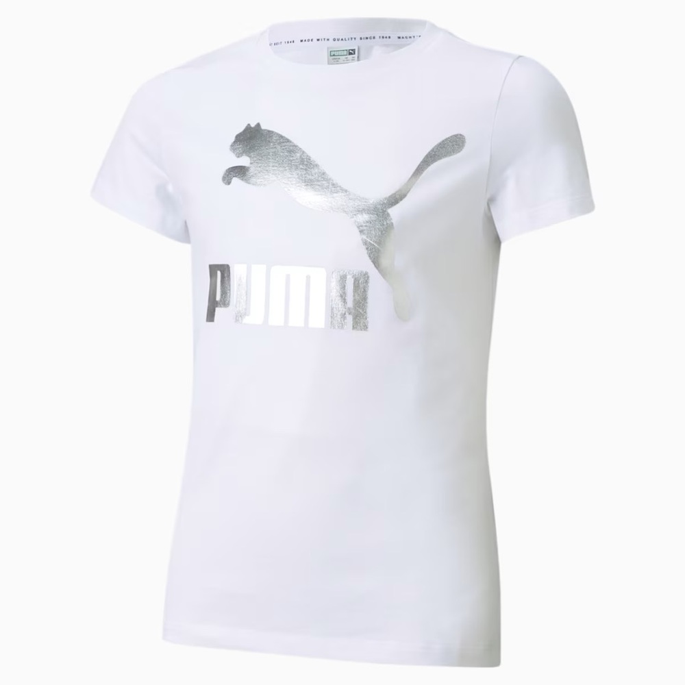 NWT Puma Classics Logo White & Silver